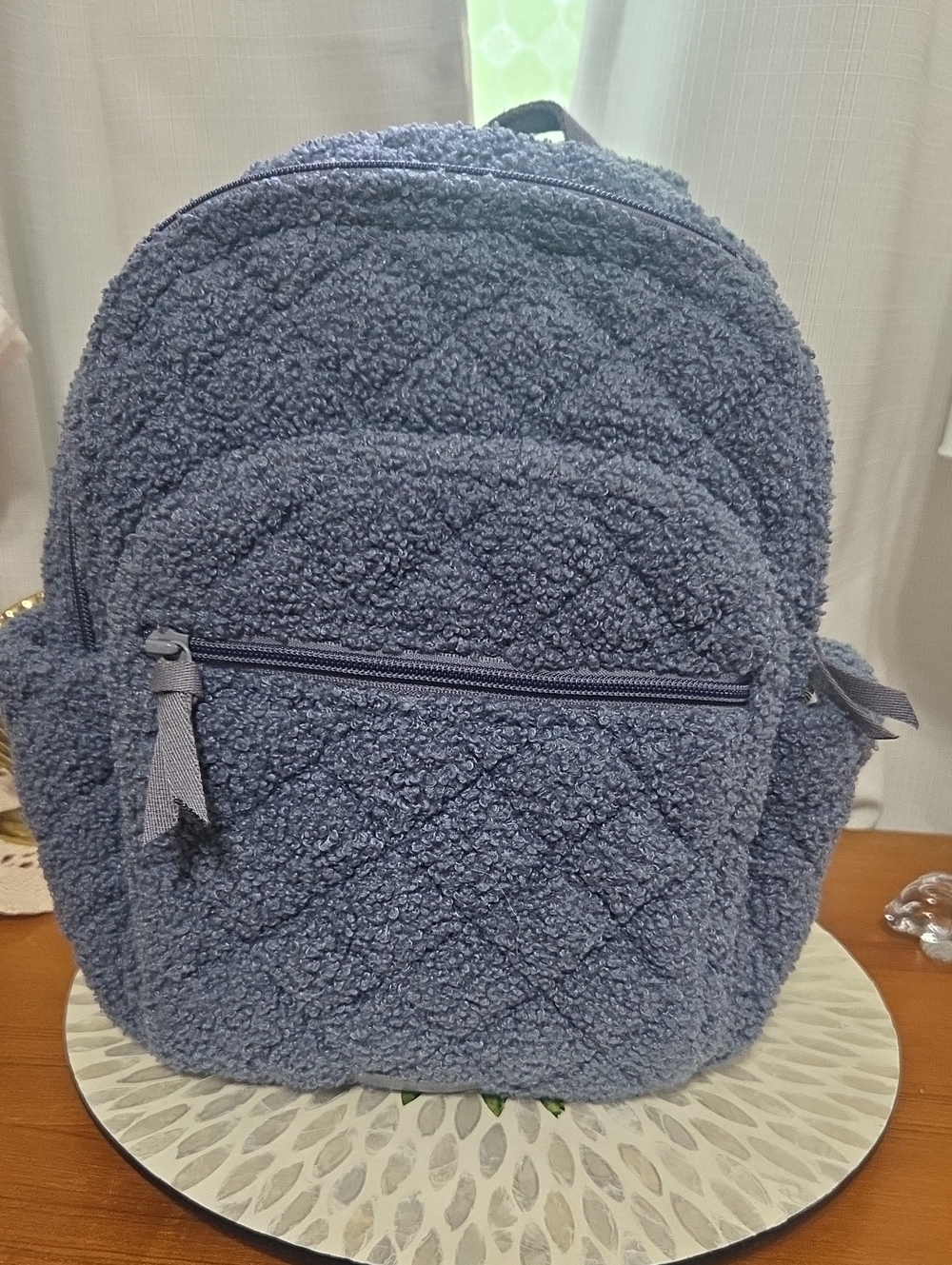 Vera Bradley Plush Quilted Faux-Shearling Backpack - Blueish Grey